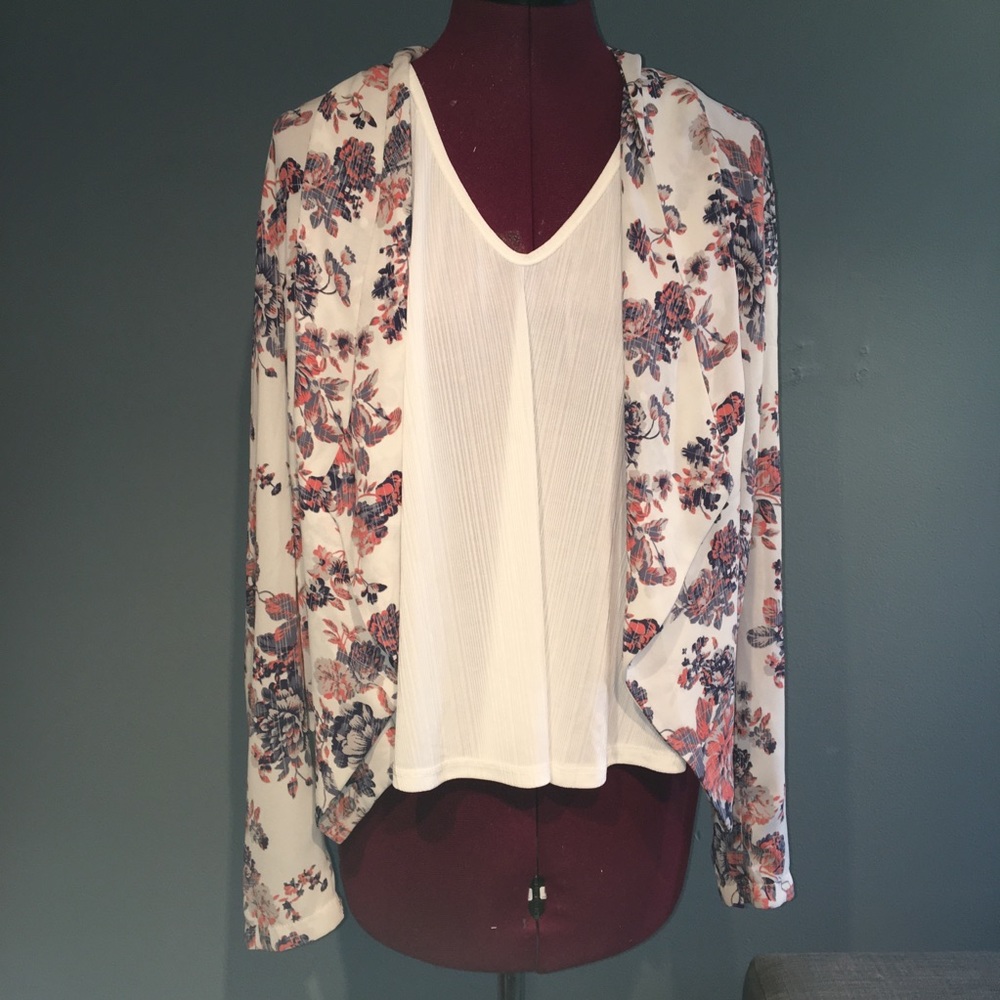 Nordstrom Lush Open Front Floral Cardigan